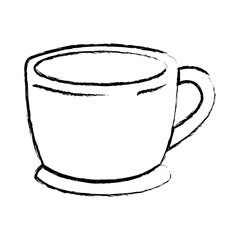 cup of coffee with handle monochrome blurred silhouette vector illustration