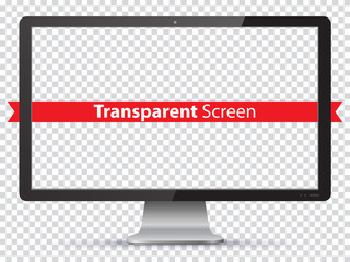 Computer Monitor Vector Illustration with Transparent Screen.
