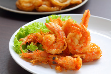 Shrimp  fried with tempura flour.