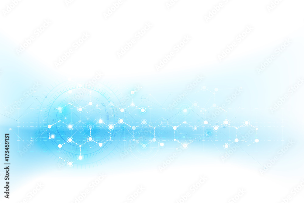 Wall mural futuristic cyber technology blue and white abstract background with line and shadows element vector 