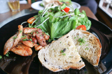 fried pork salad or fried pork with bread