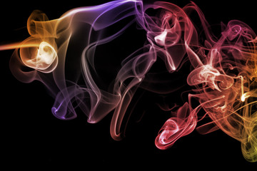 Colored abstract smoke isolated on black background