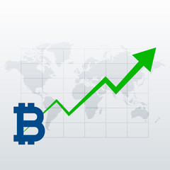 bitcoins upward trend growth chart vector