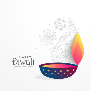 creative diwali festival greeting background with diya