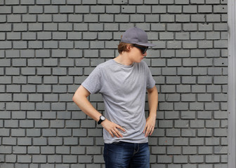 Attractive teenage boy in urban background