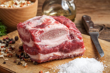 Raw brisket with bone.