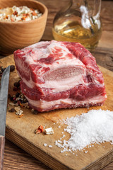 Raw brisket with bone.