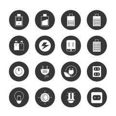 battery and electricity energy icons