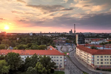 Foto op Canvas Sonnenuntergang über der Stadt Berlin © Katja Xenikis