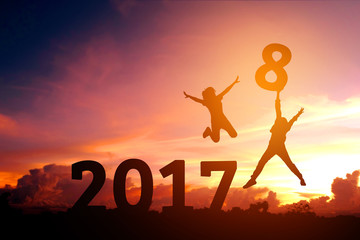 Silhouette Human Happy for 2018 new year