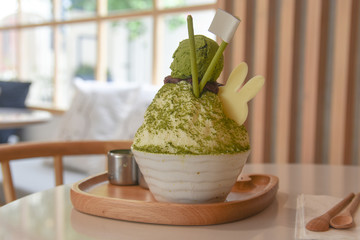 Bingsu Green Tea with Red Bean