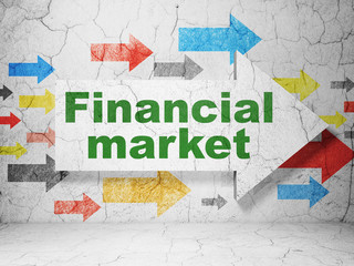 Banking concept: arrow with Financial Market on grunge wall background