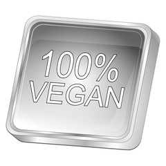 100% Vegan Button - 3D illustration