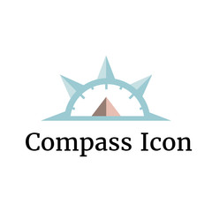 Obraz premium Compass icon in beige and turquoise colors. Vector logo template for geo location or travels. Navigation illustration. Modern design. Simple and minimalistic logotype. EPS10.