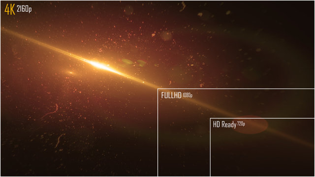 4K // Full HD // HD Ready television resolution display with comparison of resolutions. 3D render