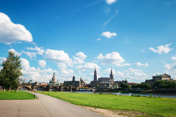 Skyline of Dresden on a cloudy day