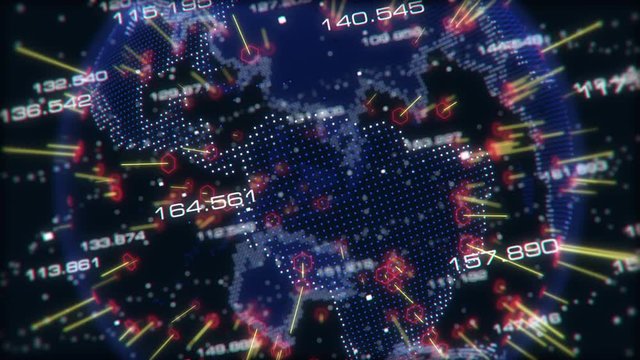 Earth 1024: A global technology network surrounds the Planet Earth (Loop).