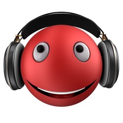 3d red emoticon smile