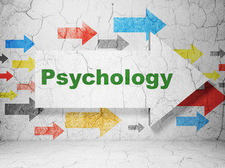 Medicine concept: arrow with Psychology on grunge wall background