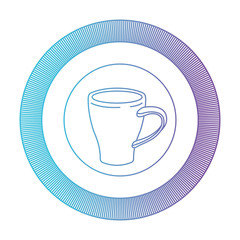 logo badge circular decorative of mug of coffee with handle gradient color silhouette from blue to purple vector illustration