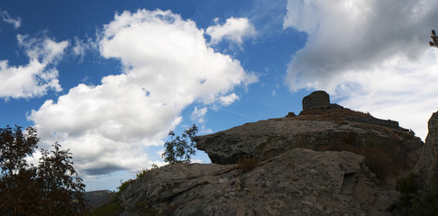 Corsica, 03/09/2017: vista della Torre di Seneca, antica torre genovese del XVI secolo nel cuore del Capo Corso, costruita come torre di guardia, monumento storico dal 1840