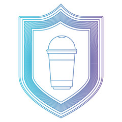 logo shield decorative of glass disposable for hot drinks gradient color silhouette from blue to purple vector illustration