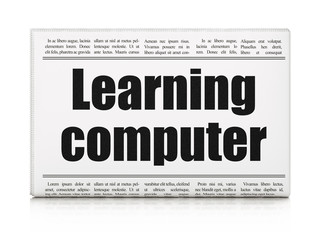 Studying concept: newspaper headline Learning Computer
