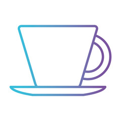 porcelain cup on dish gradient color silhouette from blue to purple vector illustration