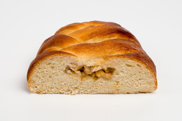 Swiss roll closeup isolated on a white background