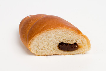 Swiss roll closeup isolated on a white background