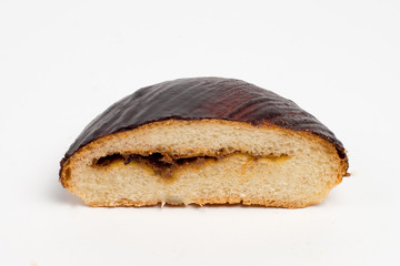 Swiss roll closeup isolated on a white background