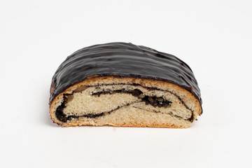 Swiss roll closeup isolated on a white background