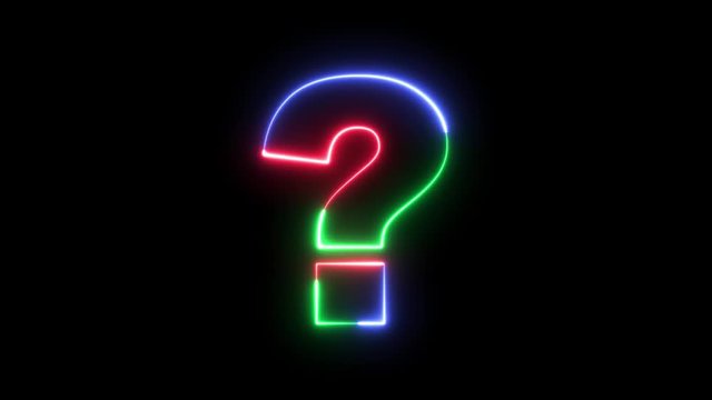 Question mark - RGB laser outline in three colors looping on black background in 4k