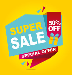 Big grand mega Summer sale banner. Vector illustration.