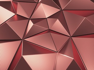 Rose Gold Polygonal Metal Abstract Background 3D Rendering