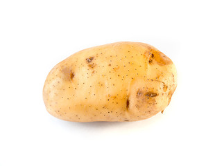 A potato on the white screen, isolate potato, fresh potato.