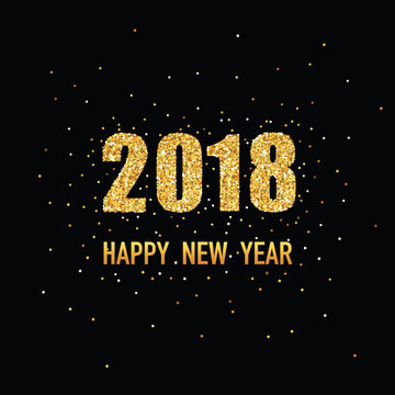 Happy New Year Golden Glitter Background for your Greetings Card, Flyers, Invitation, Brochure, Posters, Banners, Calendar in vector