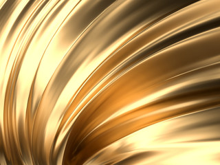 Gold Wave Abstract Background 3D Rendering