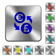 Euro Pound money exchange rounded square steel buttons