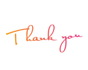 Golden glitter isolated hand writing word THANK YOU