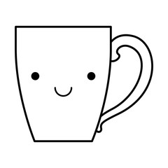 porcelain mug of coffee with handle monochrome kawaii silhouette vector illustration