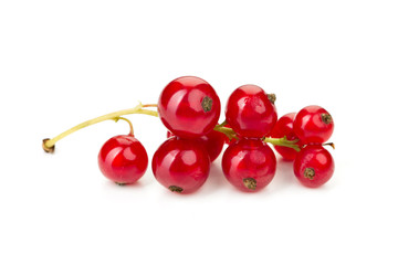 ripe juicy currant on a branch on a white table