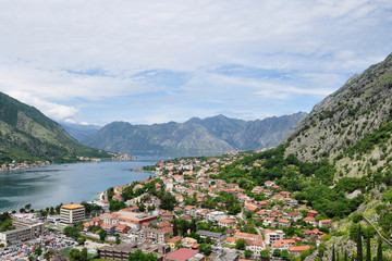 Fototapeta na wymiar Panoramic view of Kotor and bay of Kotor, Adriatic coastline, Montenegro
