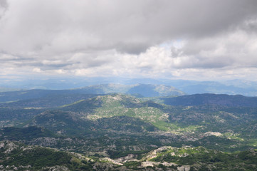 Mountain landscape before a summer rain. Panoramic view of Montenegro