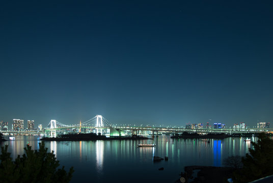 Rainbow Bridge at Odaiba Seaside Park, Odiaba, Tokyo, Japan