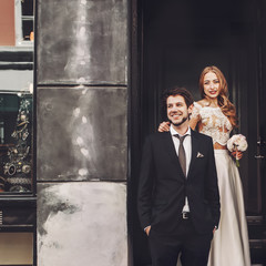 happy wedding, bride and groom together