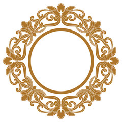 Golden vintage border frame engraving with retro ornament pattern in antique baroque style decorative design. Vector