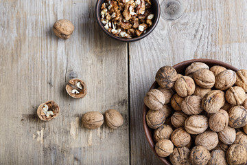 whole walnuts in a plate