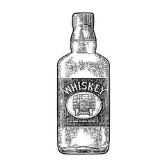 Fototapeta na wymiar Whiskey bottle label with barrel.