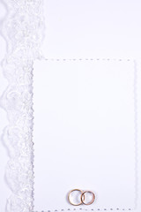 White card for congratulation with rings